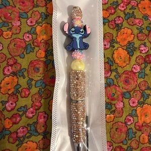 Stitch Beaded Pen with Pink and Gold Accents